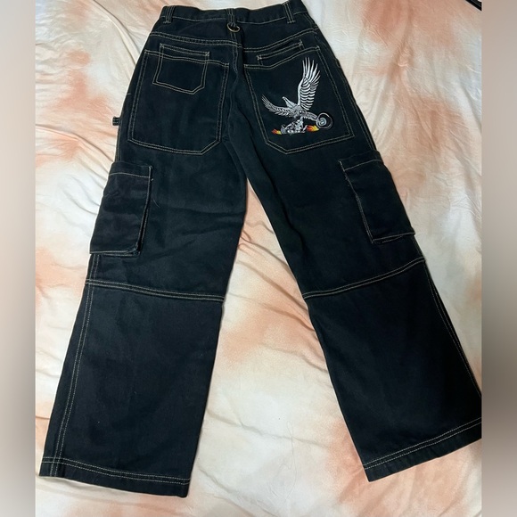 Urban Pipeline UP Embroidered Y2K Raver Skater Style Cargo Jeans Size 14R [F-4] - Picture 6 of 11